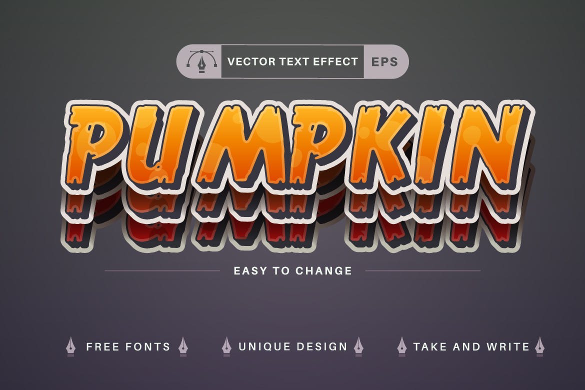 10种万圣节矢量文字效果字体样式 Set 10 Halloween Editable Text Effects, Font Style 设计素材 第7张