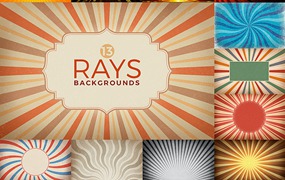 彩色复古射线光线背景 Rays Backgrounds