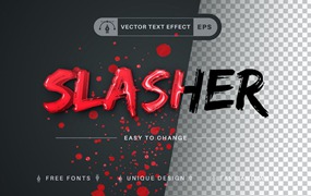红色血腥矢量文字效果字体样式 Blood Slasher – Editable Text Effect, Font Style
