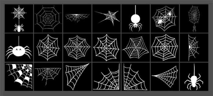 21个蜘蛛网PS形状，csh格式 设计素材 第1张