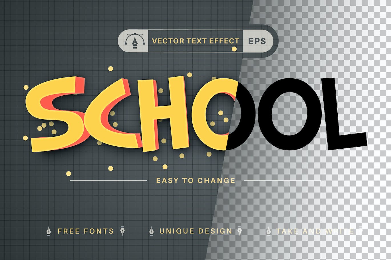 学校海报矢量文字效果字体样式 School – Editable Text Effect, Font Style 插件预设 第1张