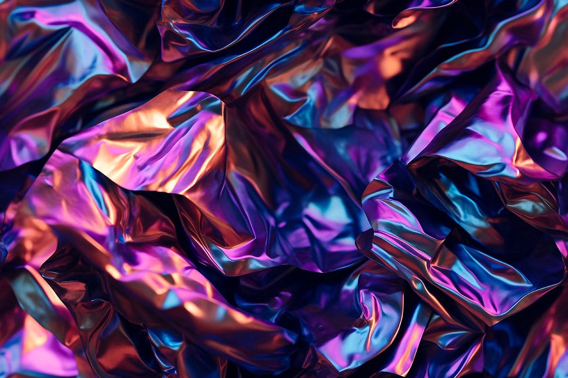 3D全息彩虹皱褶铝箔无缝背景 Iridescent Crumpled Foil Seamless Backgrounds 图片素材 第8张