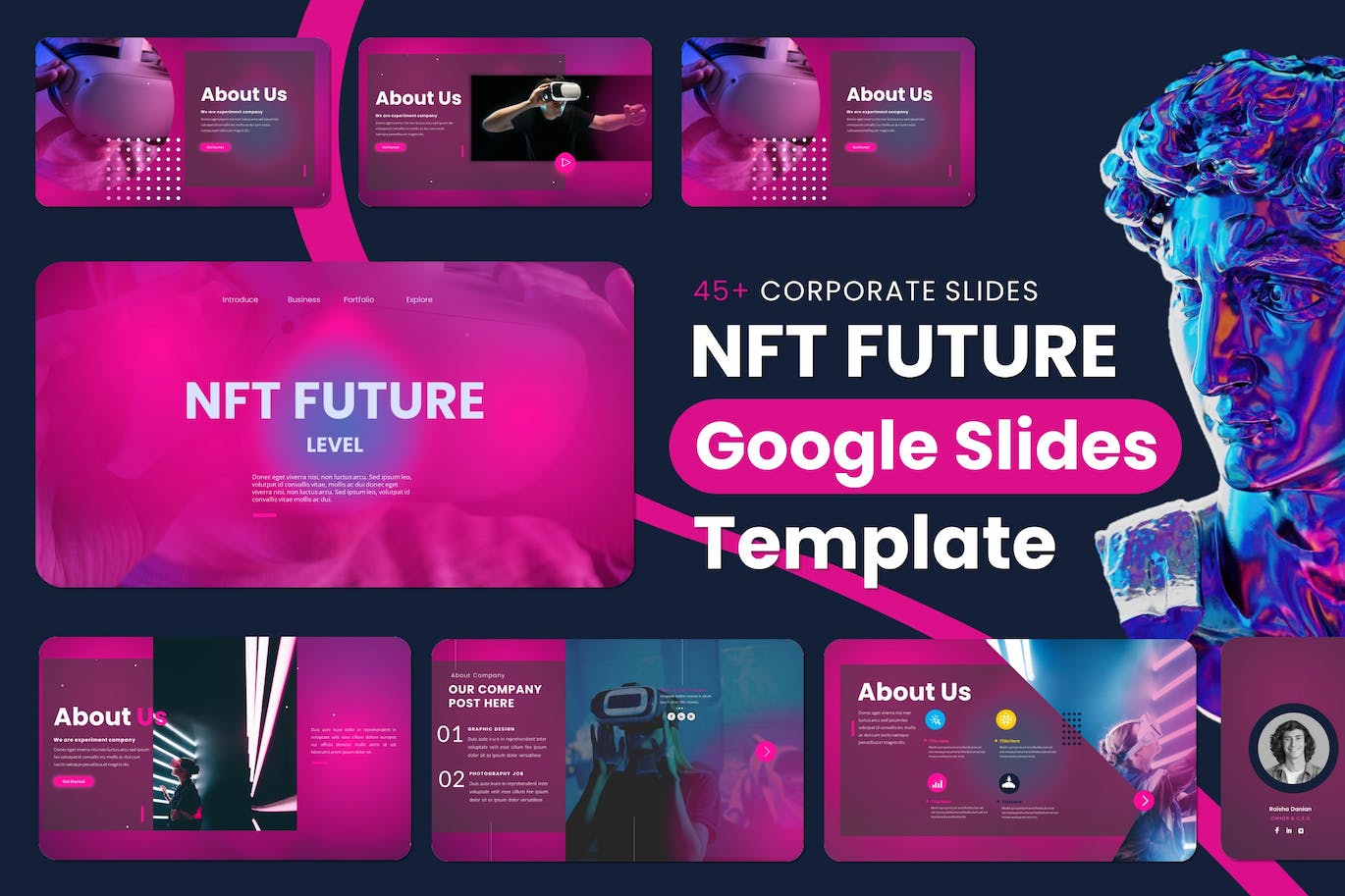 NFT未来科技Google幻灯片模板 NFT Presentation Google Slides In Future Level 幻灯图表 第1张