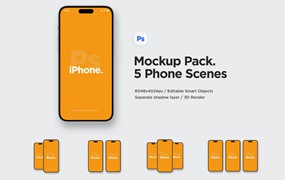 iPhone 14 Pro前视图手机样机包 Phone 14 Front View Mockup Pack