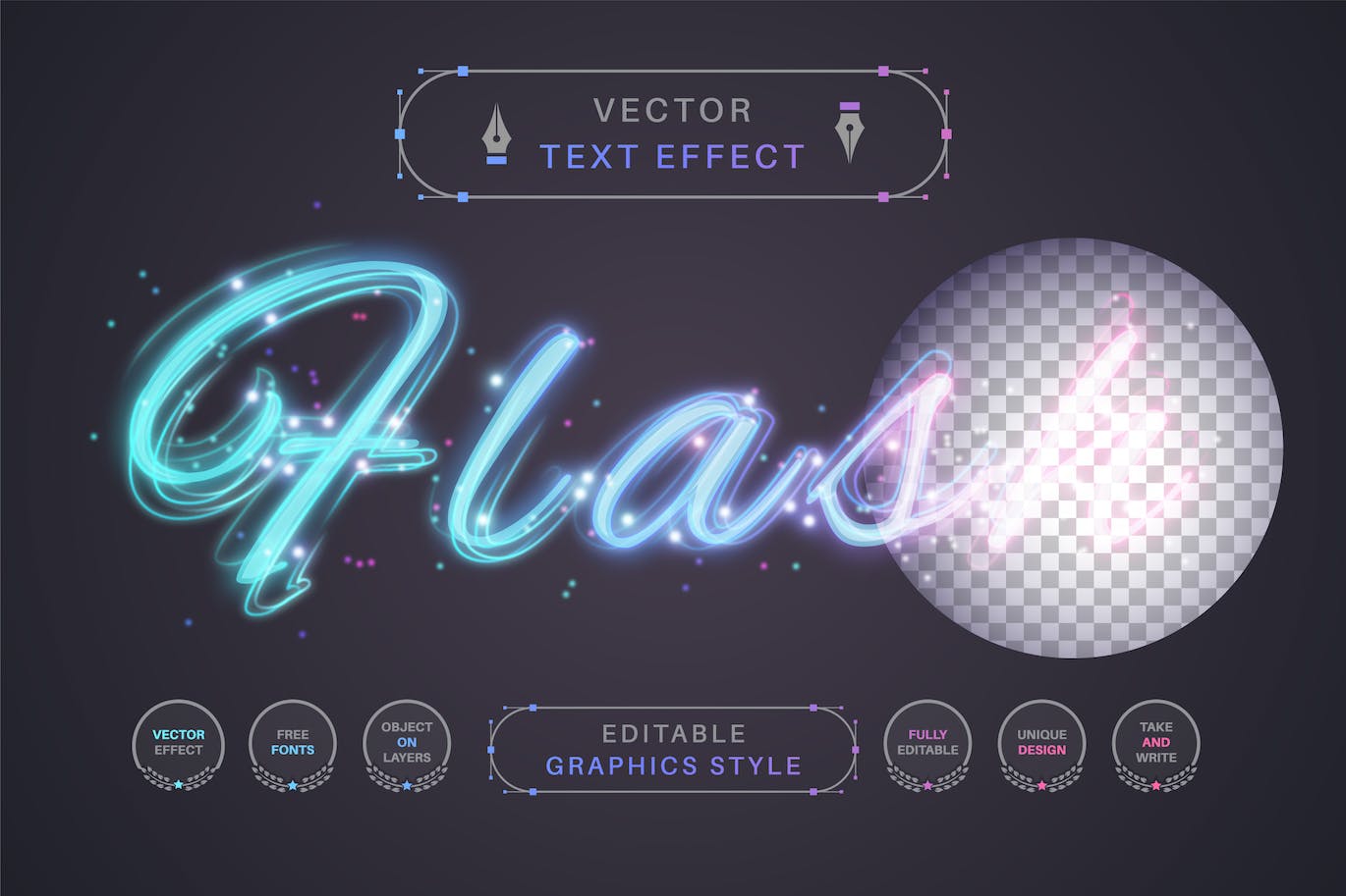 闪光笔划矢量文字效果字体样式 Flash Stroke – Editable Text Effect, Font Style 插件预设 第1张