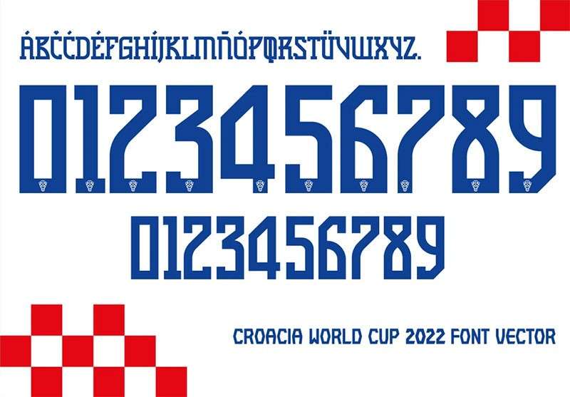 2022年世界杯克罗地亚队球衣字体 设计素材 第3张