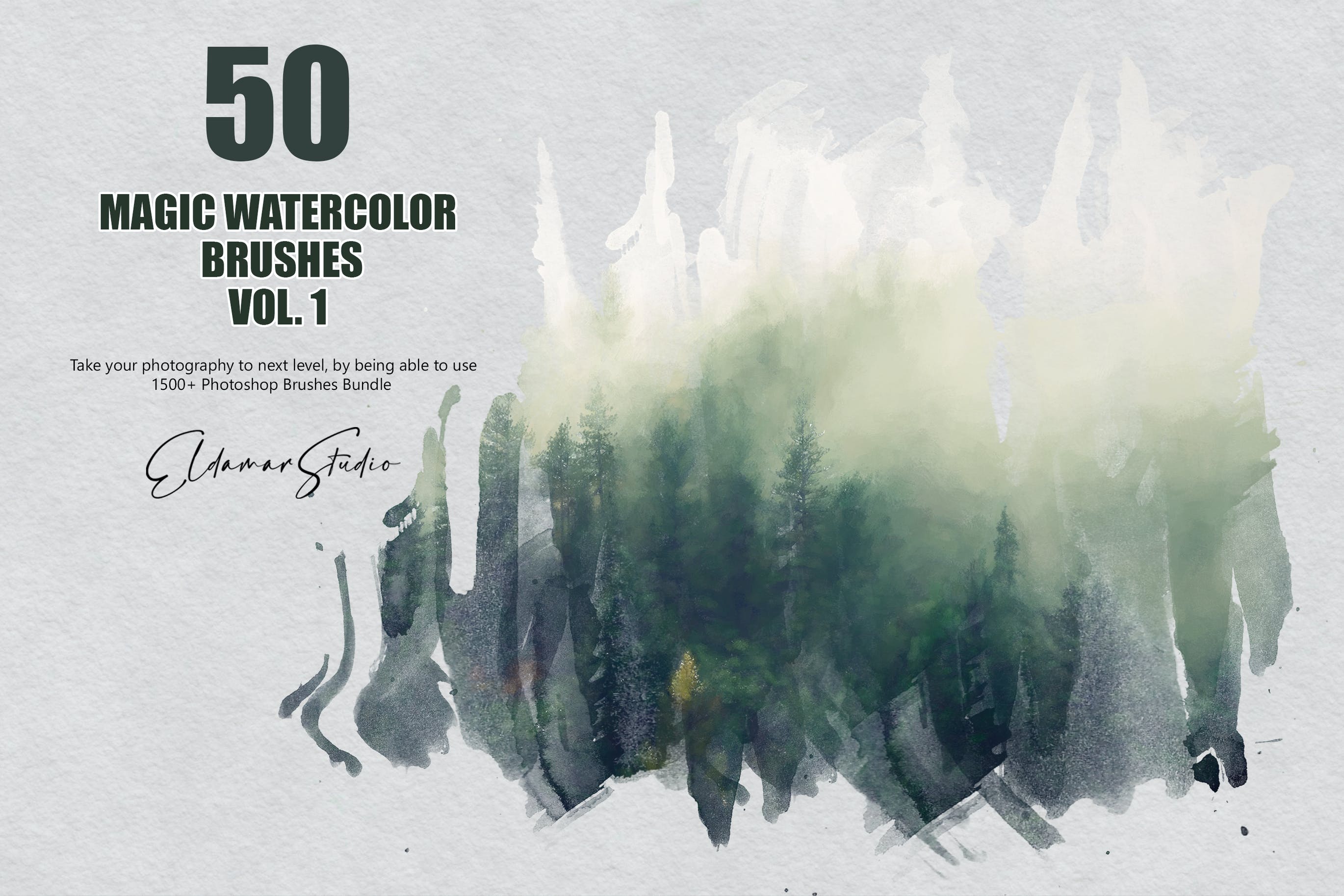 50个魔法水彩ps笔刷v1 50 Magic Watercolor Brushes – Vol. 1 笔刷资源 第1张