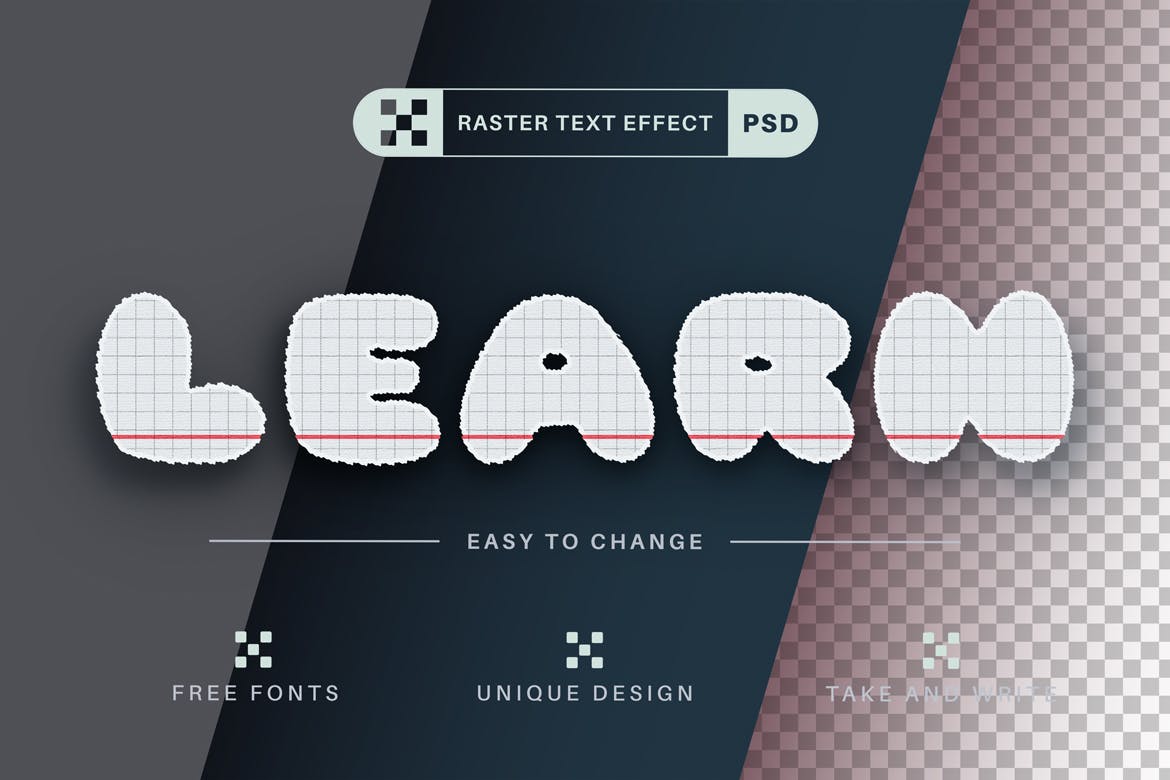 网格作业本文字效果字体样式 PSD School – Editable Text Effect, Font Style 插件预设 第2张