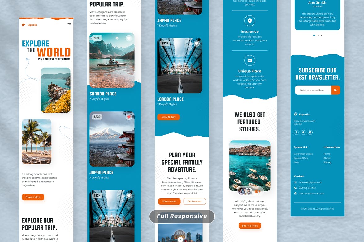旅行社网站着陆页设计模板 Travel Landing Page – Expedia APP UI 第3张