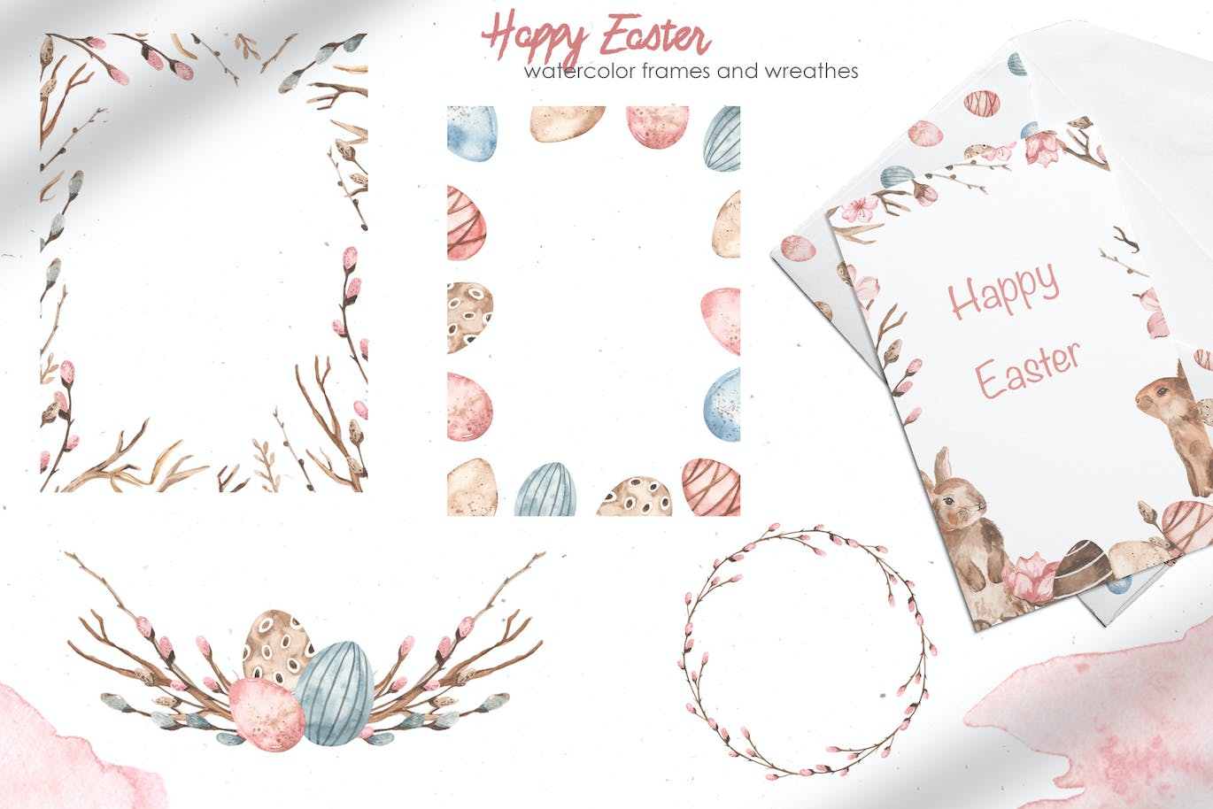 复活节快乐元素水彩画集 Happy Easter watercolor APP UI 第5张