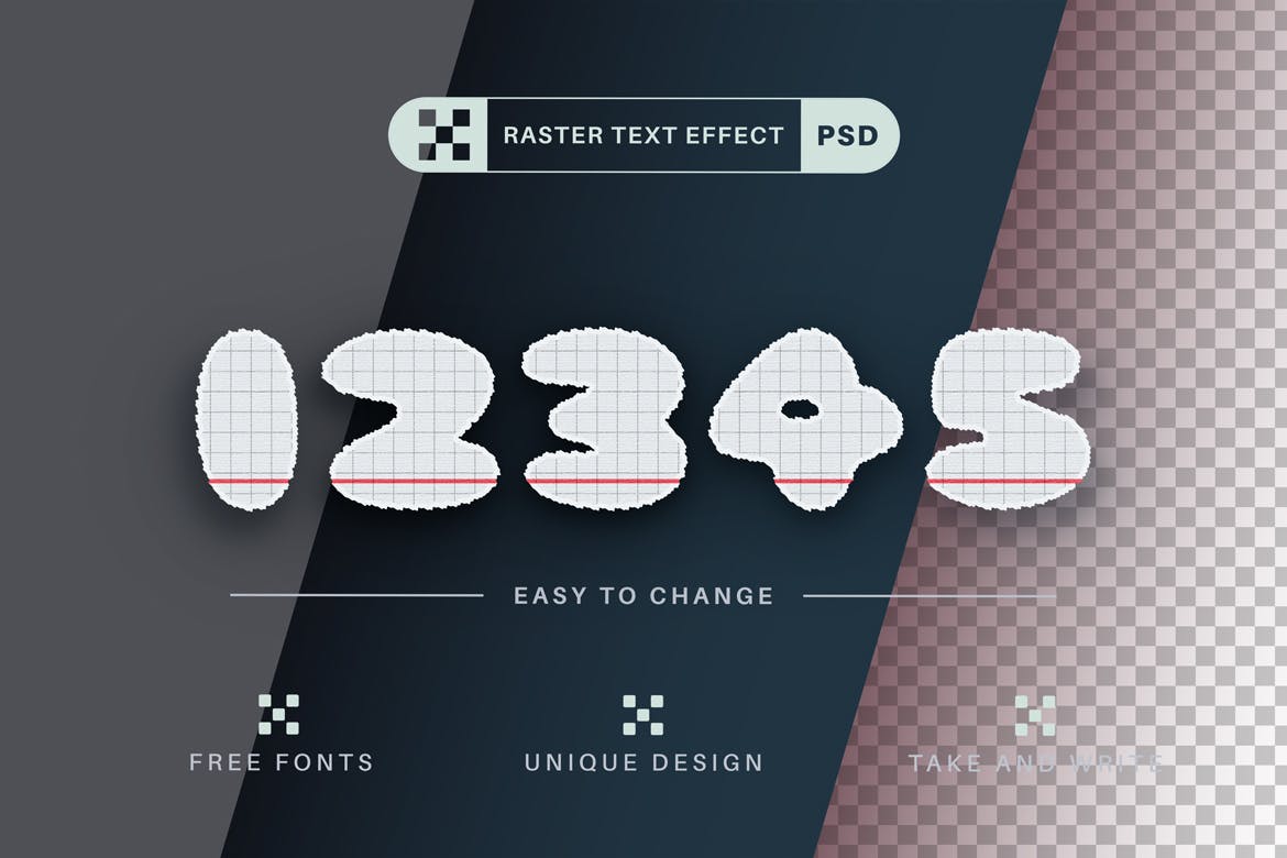 网格作业本文字效果字体样式 PSD School – Editable Text Effect, Font Style 插件预设 第3张