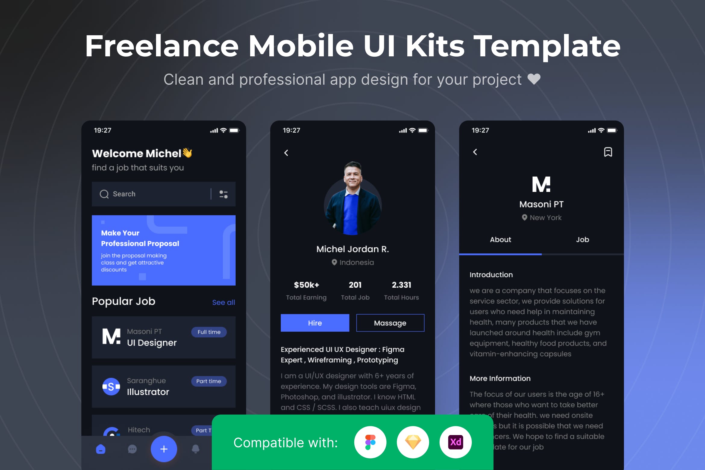 自由职业者App移动应用UI套件模板 Freelance Mobile App UI Kits Template APP UI 第1张