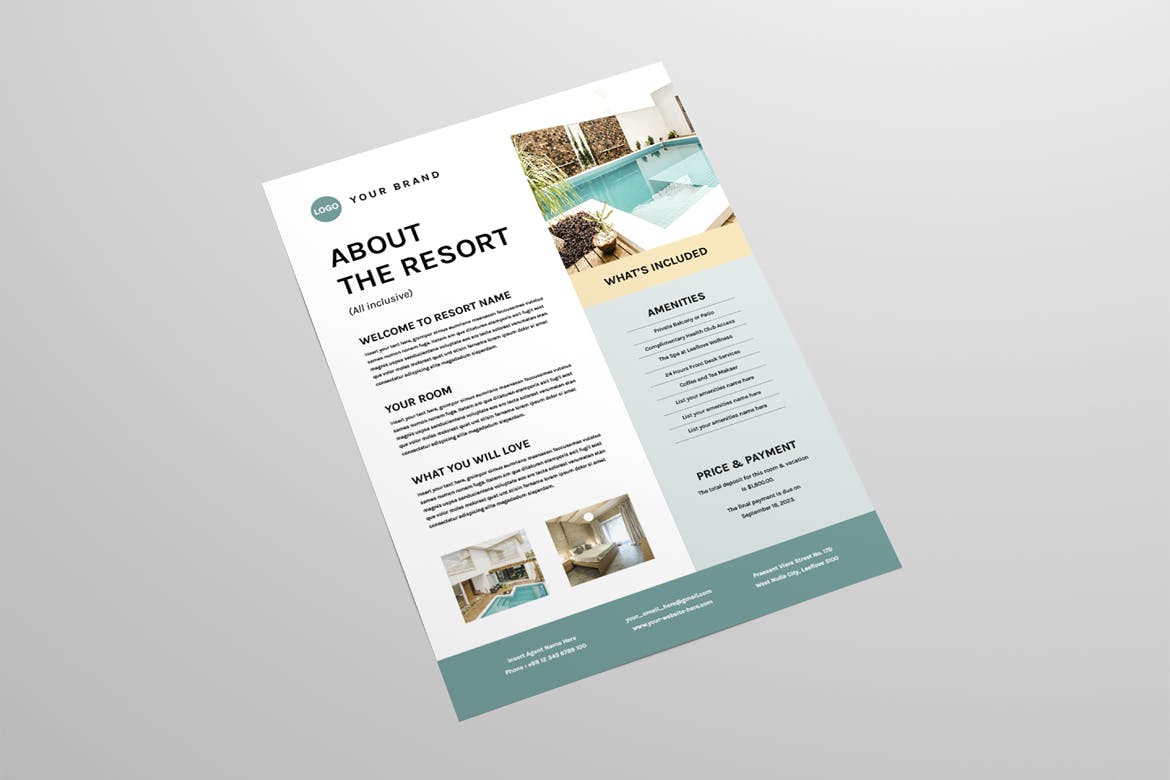 酒店度假村传单海报模板 Resort Flyer | MS Word & Indesign 设计素材 第3张