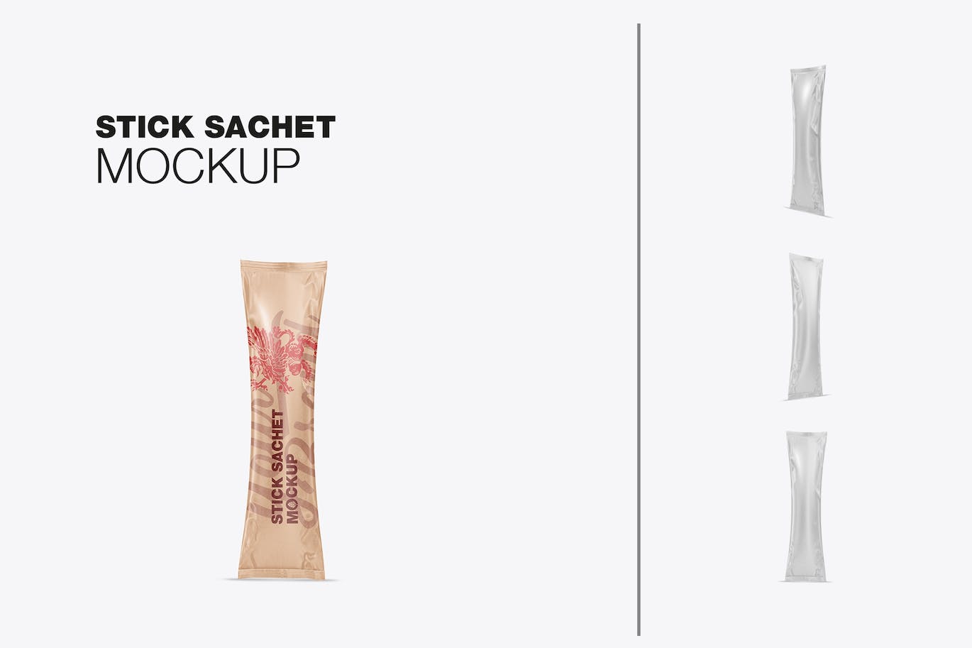 牛皮纸小袋包装设计样机图 Pack Kraft Stick Sachets Mockup 样机素材 第1张