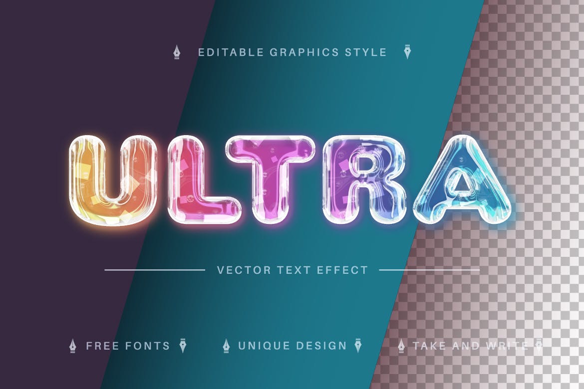 彩色玻璃矢量文字效果字体样式 Color Glass – Editable Text Effect, Font Style 插件预设 第5张