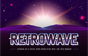 复古合成波海报装饰字体 Retrowave – Retro Wave Poster Font