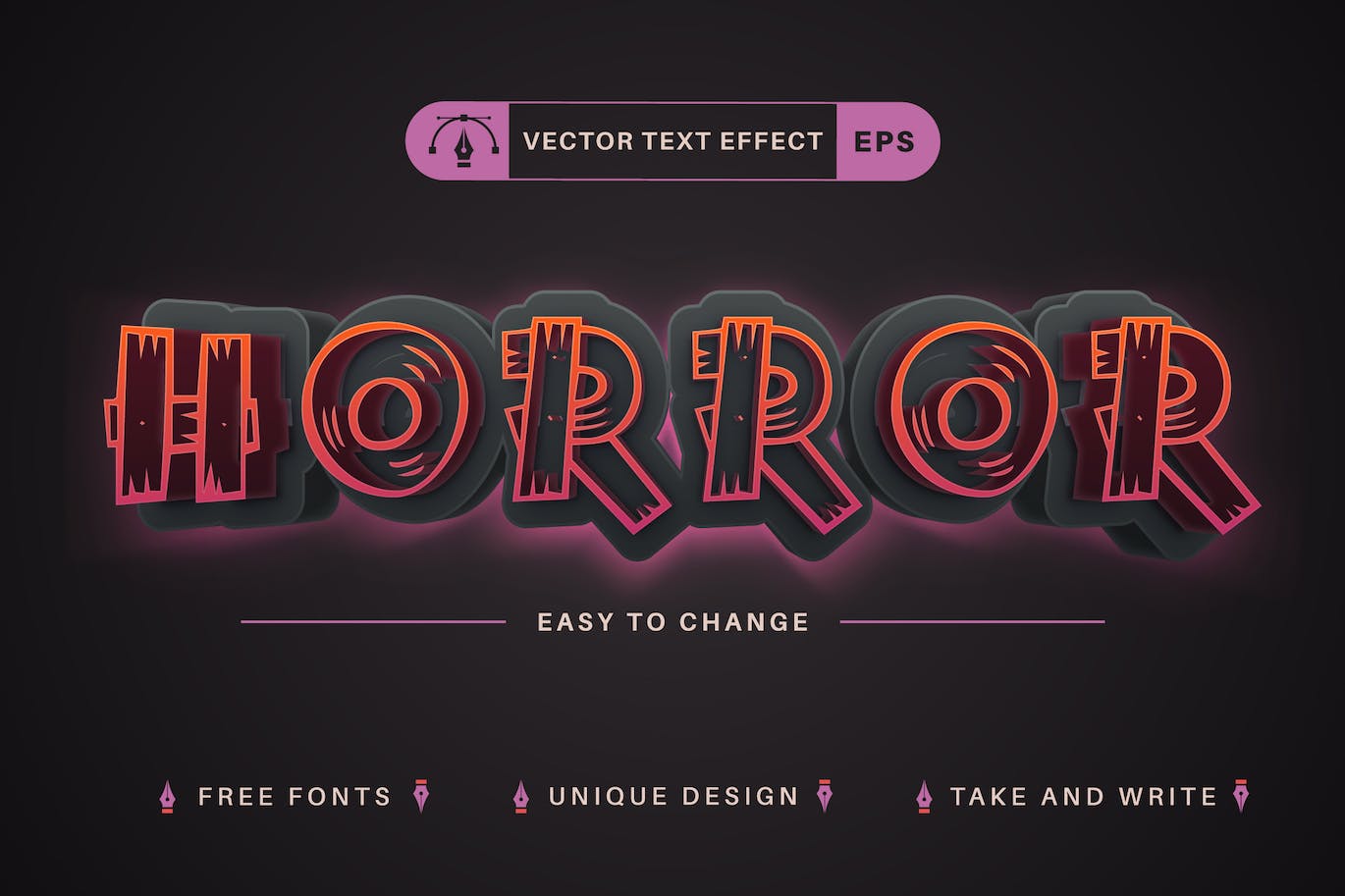 木制恐怖矢量文字效果字体样式 Wooden Horror – Editable Text Effect, Font Style 样机素材 第1张