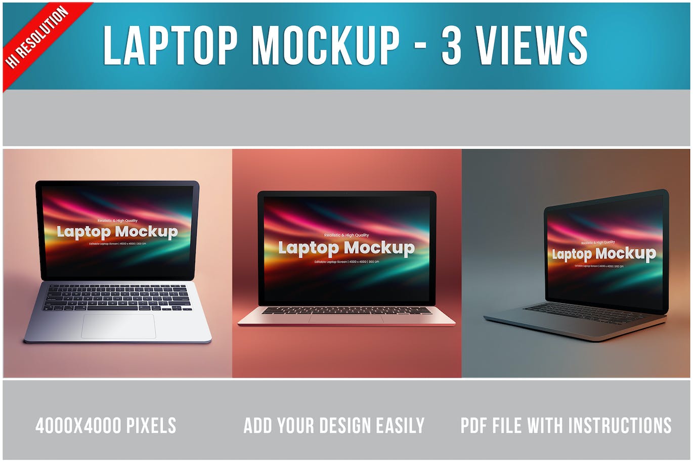 笔记本电脑网站UI展示样机 Laptop Mockup 样机素材 第1张