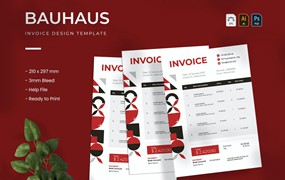 包豪斯风格商业单据发票设计模板 Bauhaus – Invoice