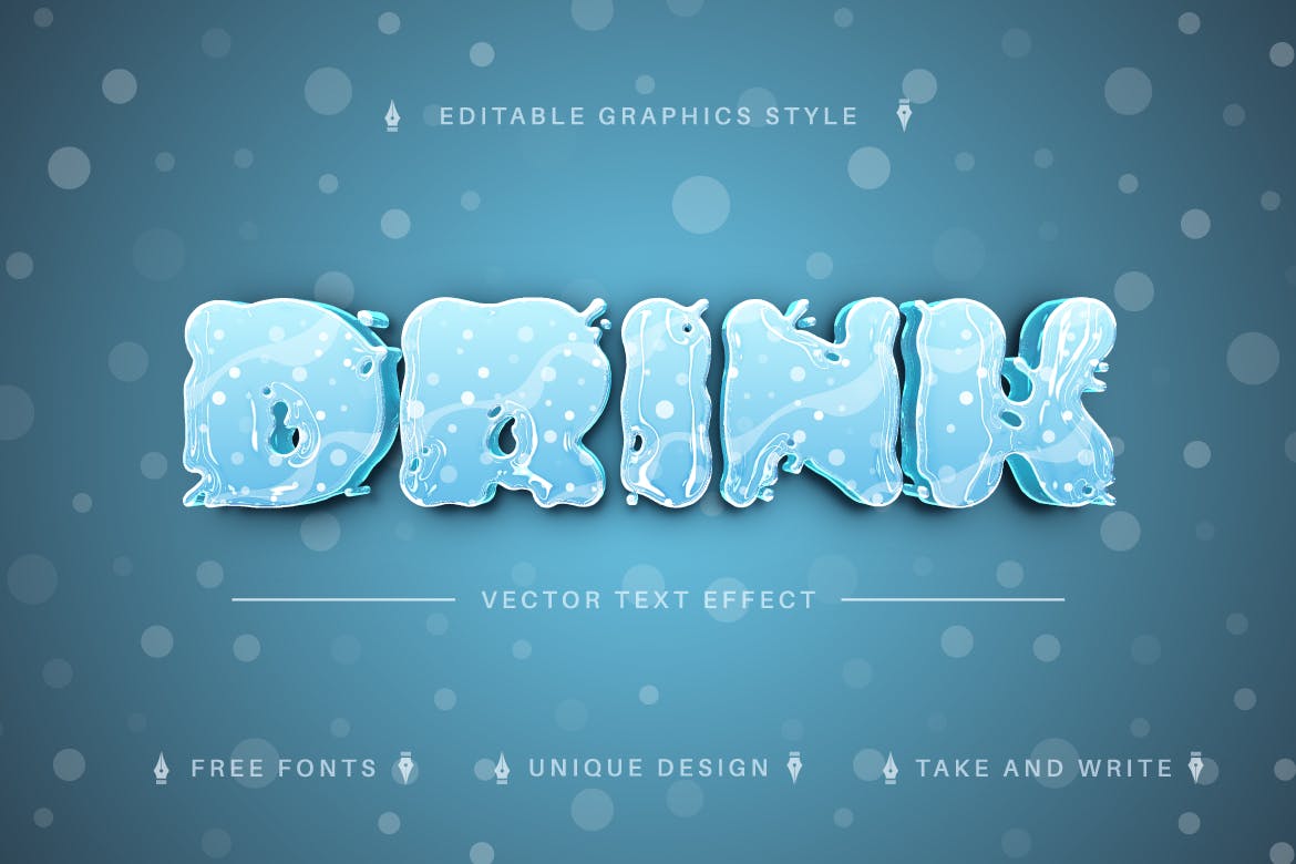 蓝色水状矢量文字效果字体样式 Drink Water – Editable Text Effect, Font Style 插件预设 第3张