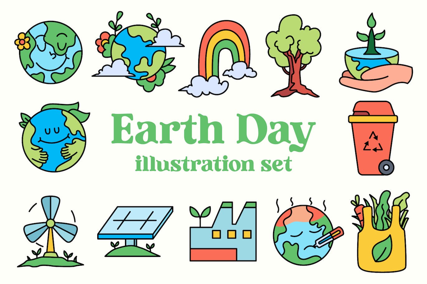 地球日矢量插画集 Earth Day Illustration Set APP UI 第1张