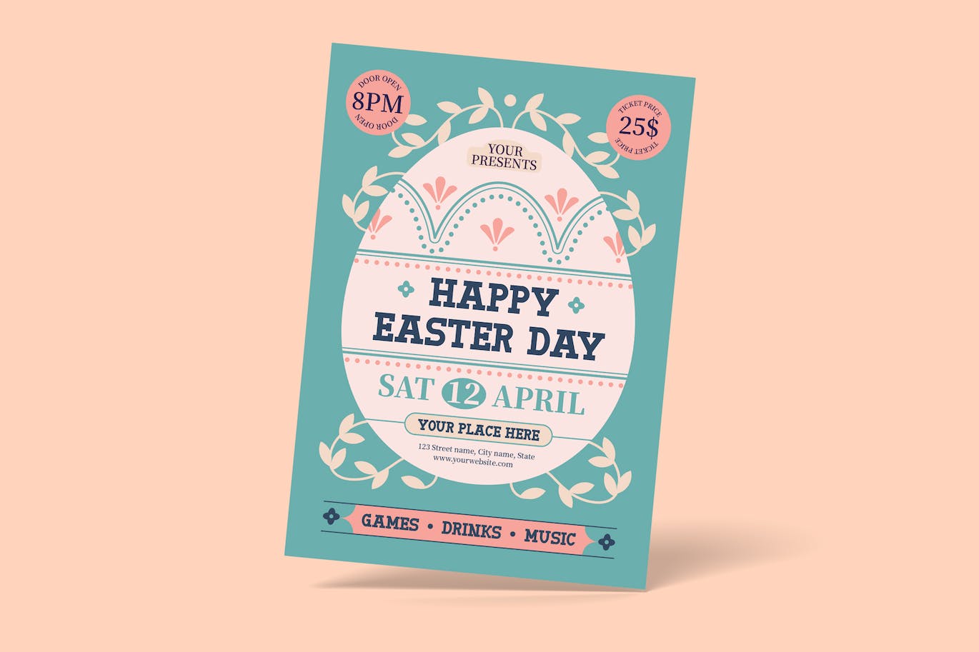 复活节寻蛋海报模板 Easter Egg Hunt Flyer 设计素材 第1张