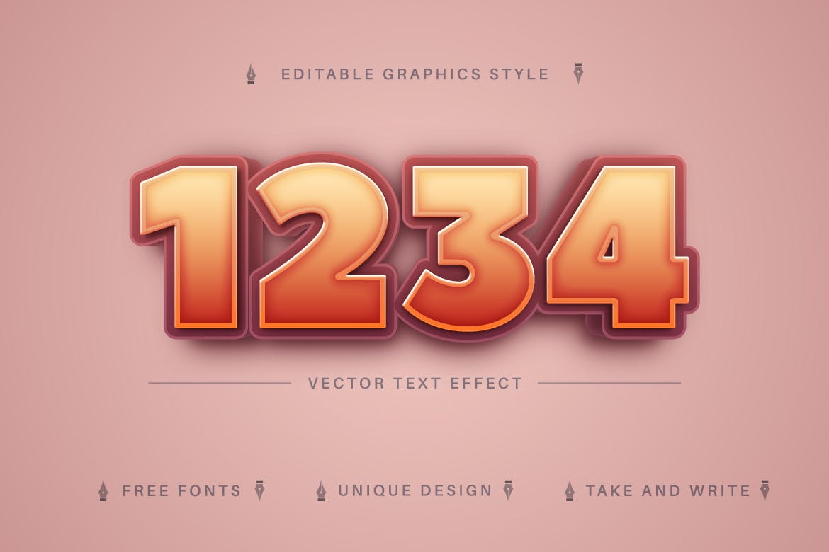 阴影3D矢量文字效果字体样式 Good 3D – Editable Text Effect, Font Style 插件预设 第4张
