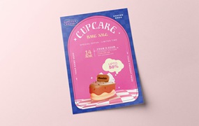 纸杯蛋糕烘焙销售海报模板 Cupcake Bake Sale Flyer