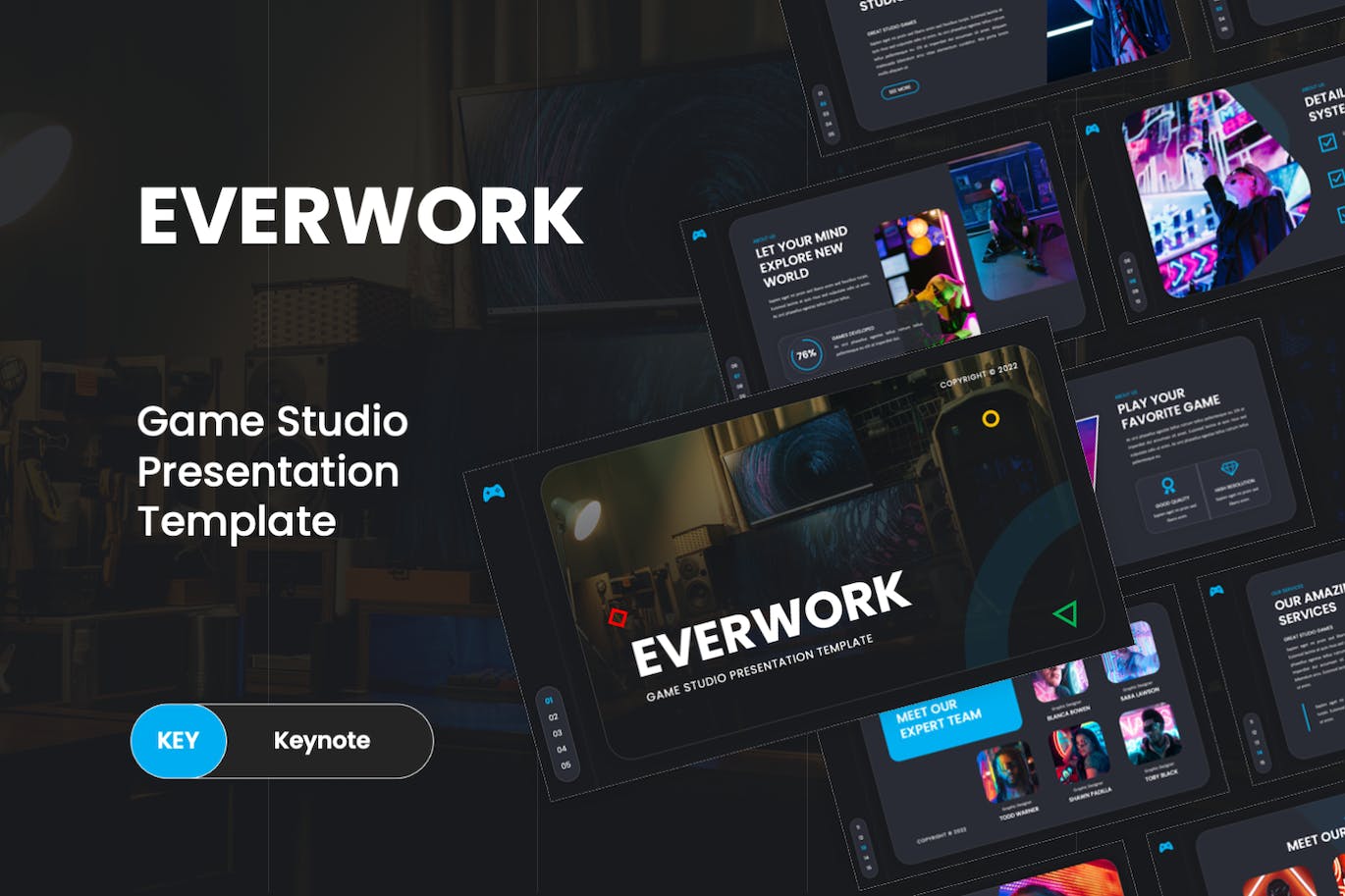 游戏工作室Keynote幻灯片设计模板 Everwork – Gaming Studio Keynote Template 幻灯图表 第1张