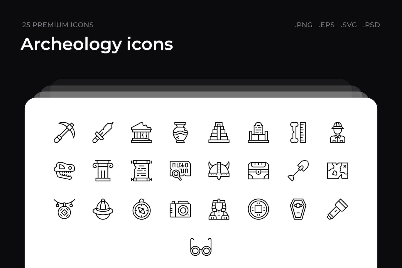 25枚考古学主题简约线条矢量图标 Archeology icons 图标素材 第1张