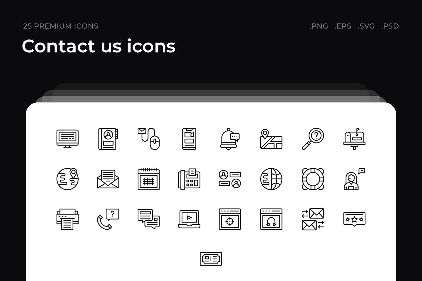 25枚联系我们主题简约线条矢量图标 Contact us icons APP UI 第1张
