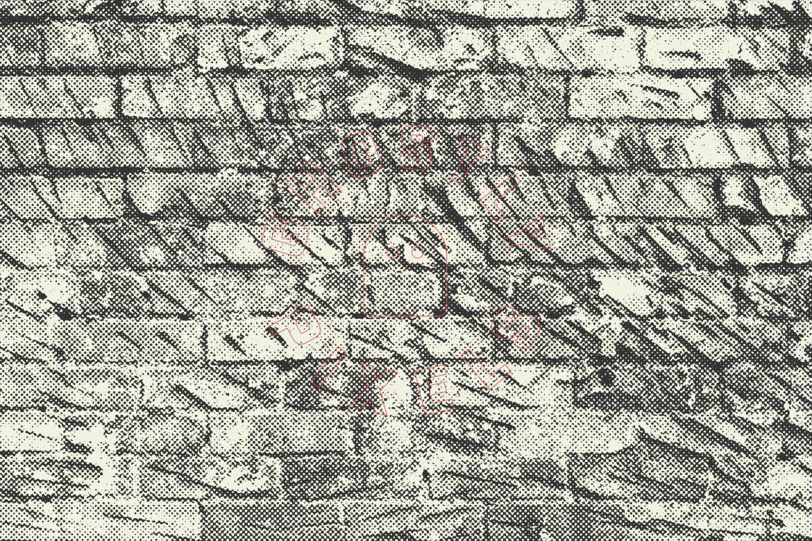 半色调砖墙&石墙纹理 Halftone Brick & Stone Wall Textures 图片素材 第14张