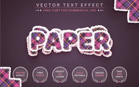 布料格纹纸张矢量文字效果字体样式 Paper Tartan – Editable Text Effect, Font Style