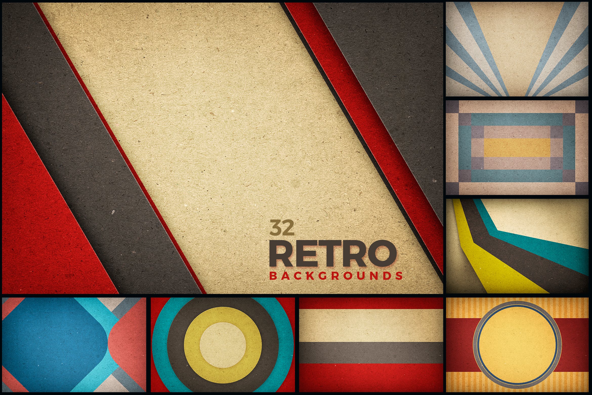 复古几何形状纸纹背景素材 Retro Backgrounds 图片素材 第1张