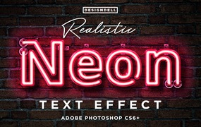 霓虹灯PS文本效果模板 Realistic Neon Photoshop Effect