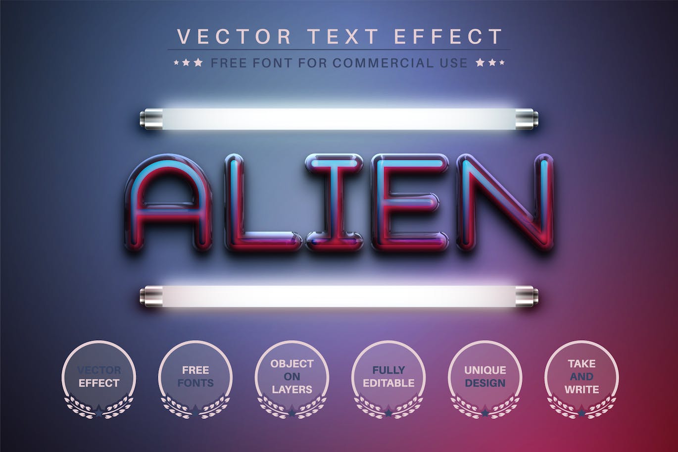玻璃灯管矢量文字效果字体样式 Alien – Editable Text Effect, Font Style 插件预设 第1张