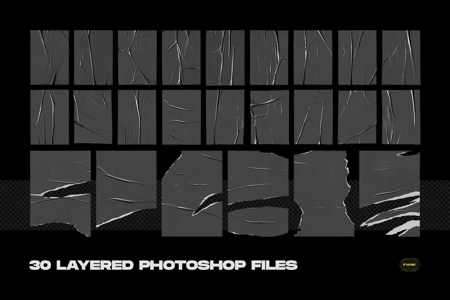 Flyerwrk 高分辨率垃圾摇滚风格手工裁剪撕纸海报纹理PSD模板 图片素材 第6张