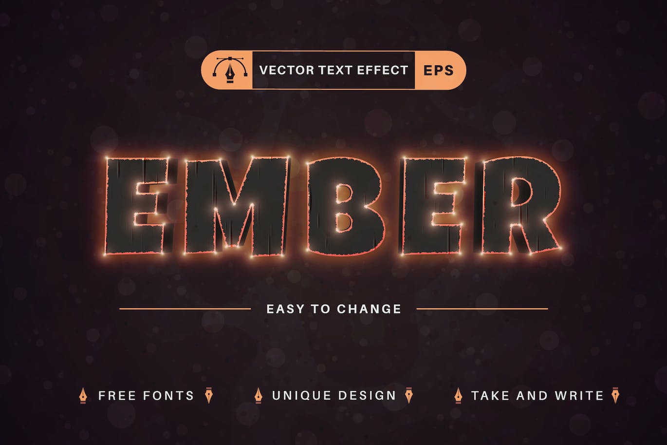 火苗余烬矢量文字效果字体样式 Ember – Editable Text Effect, Font Style 插件预设 第5张