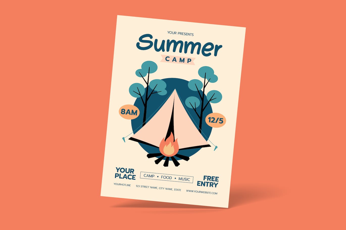 暑假露营旅行活动海报传单设计模板 Summer Camp Flyer 设计素材 第1张