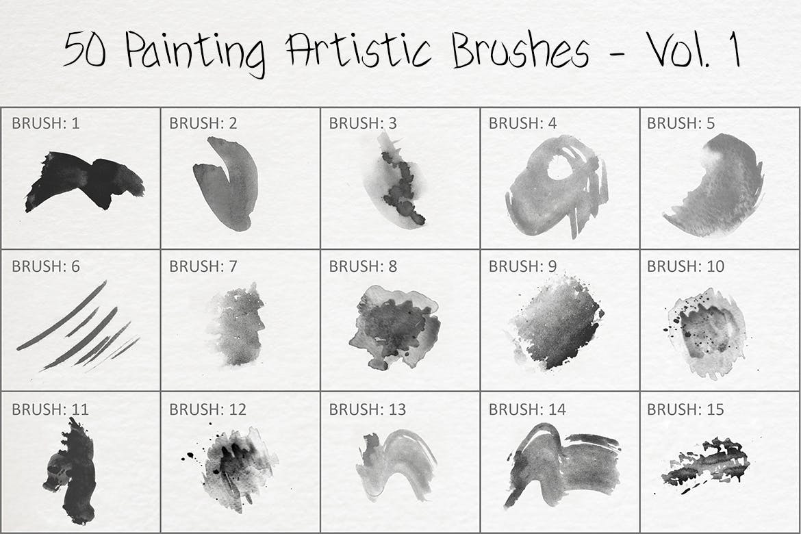 50个水彩艺术绘画笔刷素材v1 50 Painting Artistic Brushes – Vol. 1 APP UI 第3张