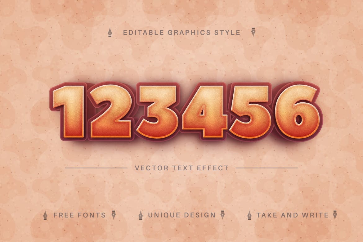饼干色复古矢量文字效果字体样式 Biscuit – Editable Text Effect, Font Style 插件预设 第4张