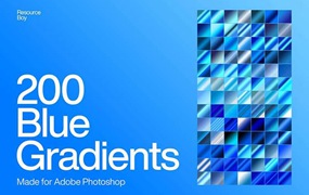 200个蓝色立体渐变色PS预设，grd格式