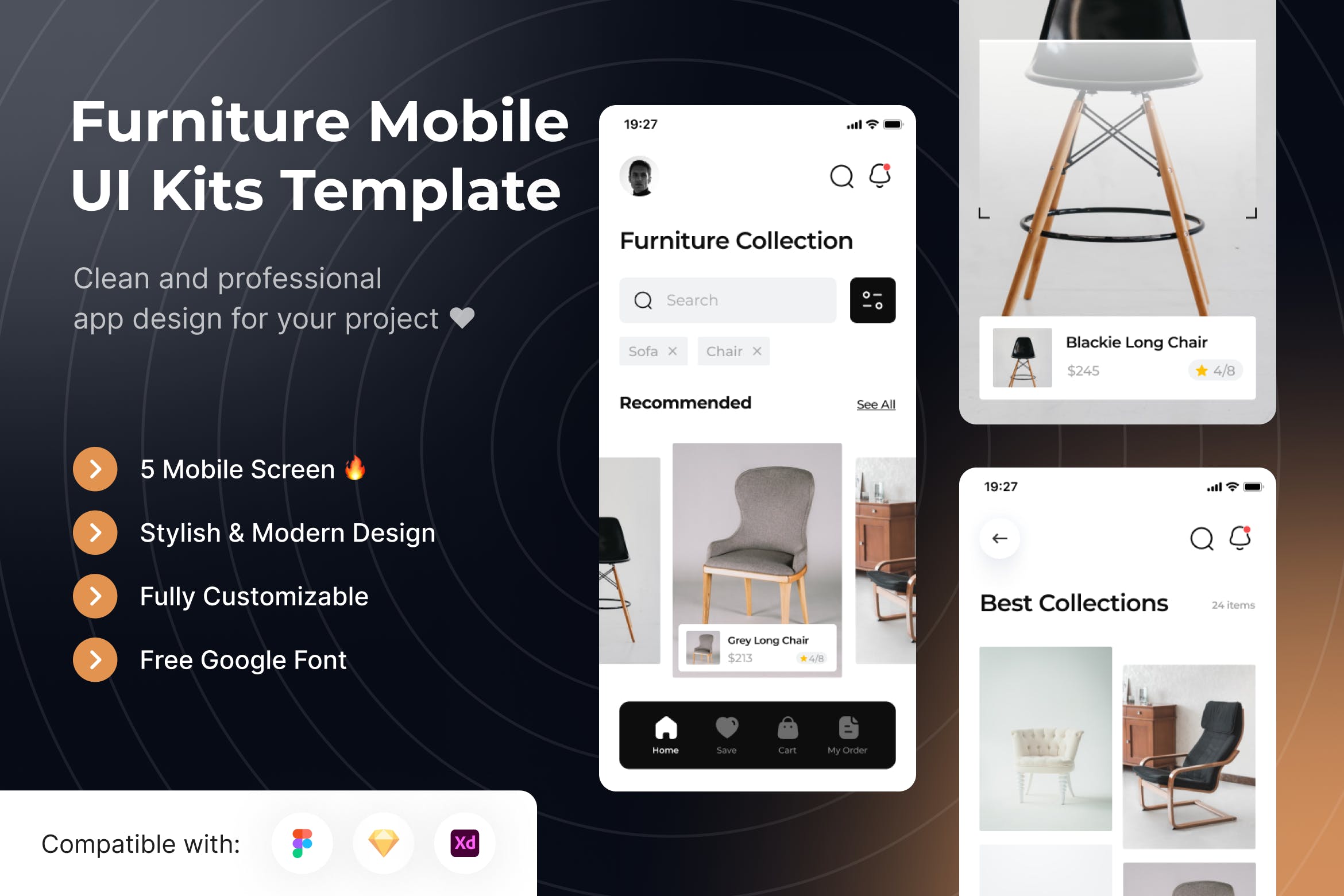 家具App移动应用UI套件模板 Furniture Mobile App UI Kits Template APP UI 第1张