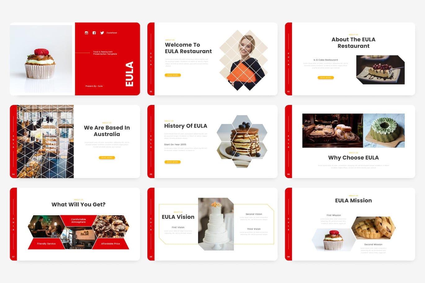 食品和餐厅Powerpoint模板 Eula – Food and Restaurant PowerPoint Template 幻灯图表 第7张