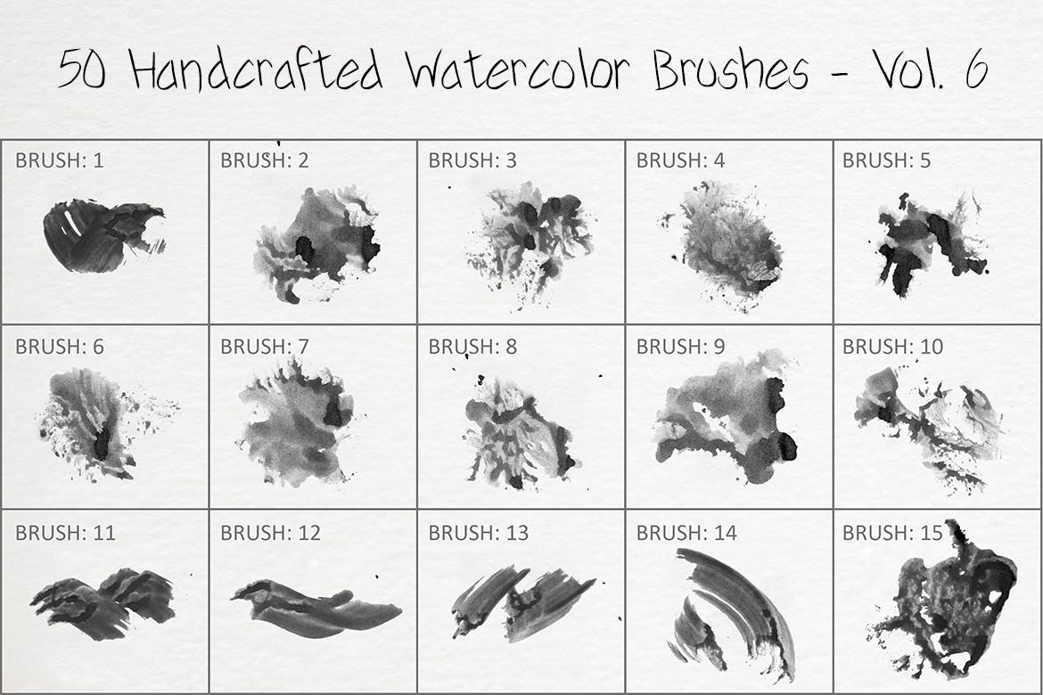 50个手工制作的绘画水彩ps笔刷v6 50 Handcrafted Watercolor Brushes – Vol. 6 笔刷资源 第3张