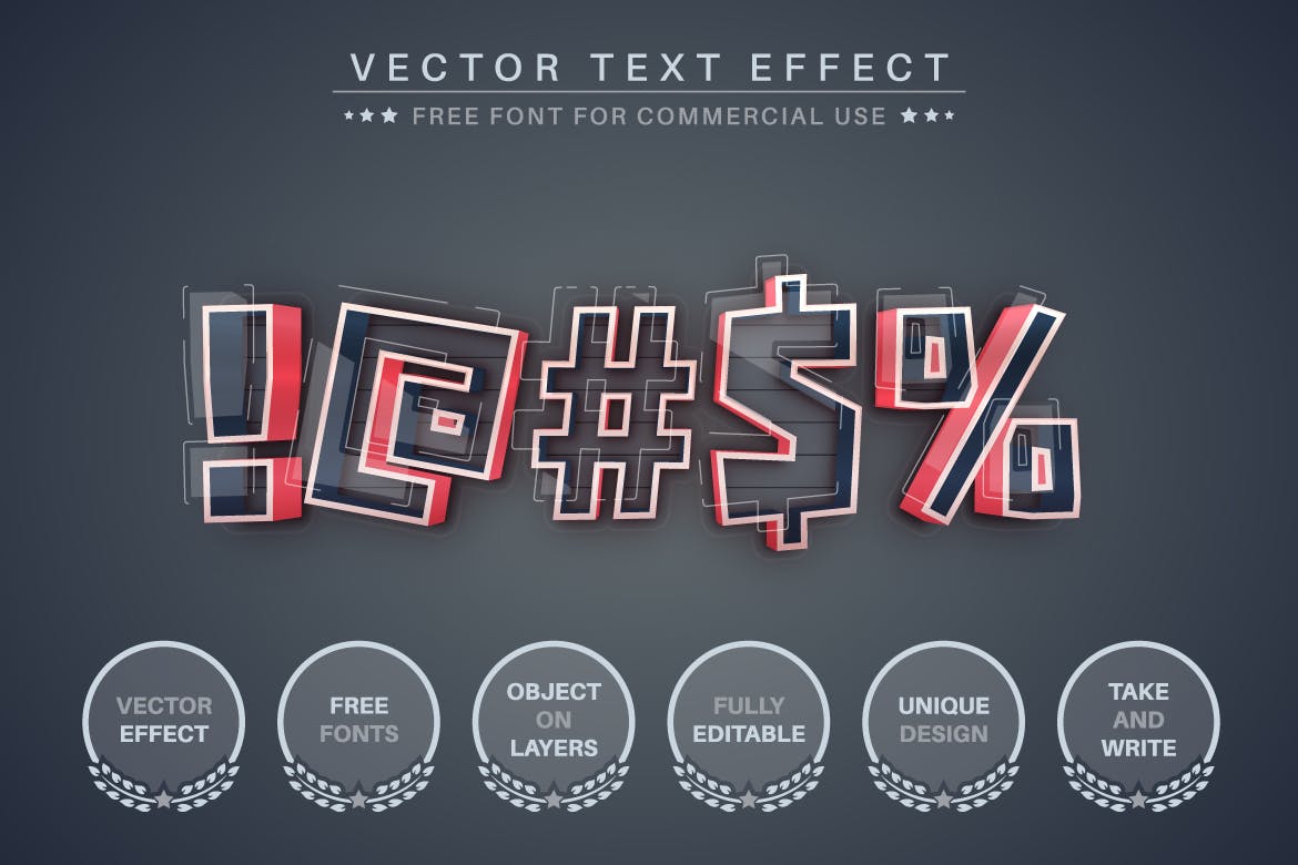 立体塑料感矢量文字效果字体样式 Plastic Stroke – Editable Text Effect, Font Style 插件预设 第5张