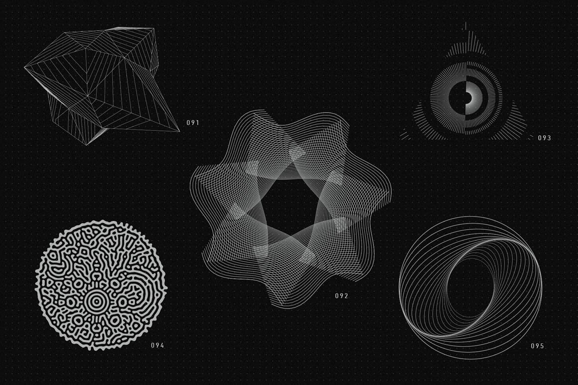 200+高质量抽象现代几何矢量形状外观 200 Vector Shapes 图片素材 第7张