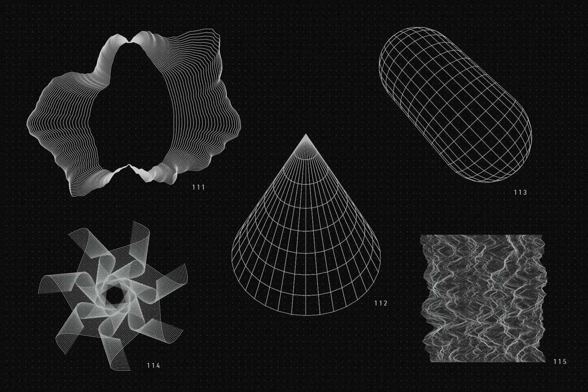 200+高质量抽象现代几何矢量形状外观 200 Vector Shapes 图片素材 第3张