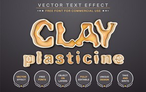 橡皮泥矢量文字效果字体样式 Plasticine – Editable Text Effect, Font Style