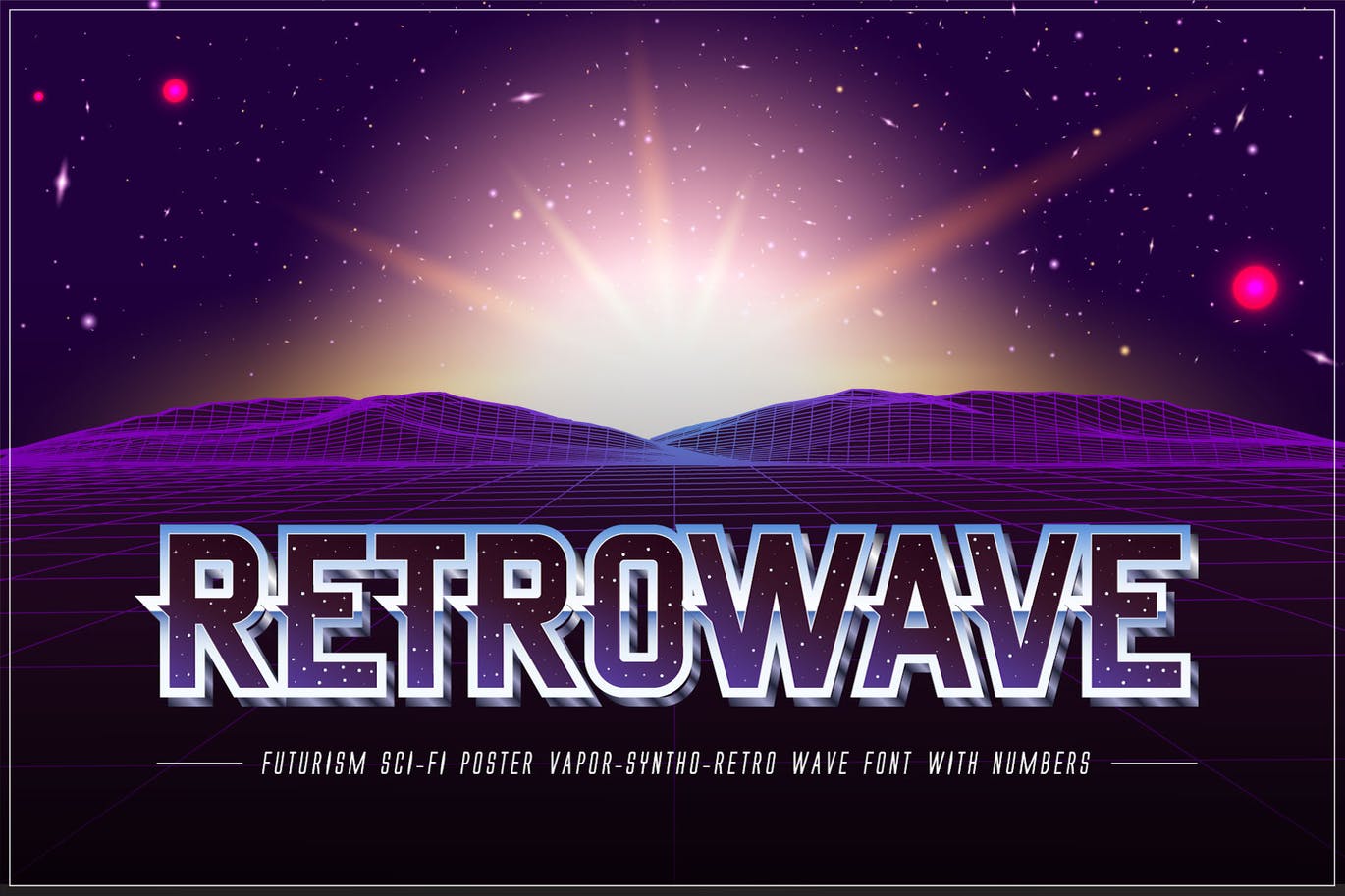 复古合成波海报装饰字体 Retrowave – Retro Wave Poster Font 设计素材 第1张